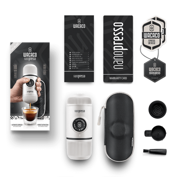 Преносима кафемашина Wacaco Nanopresso Chill White + Калъф.