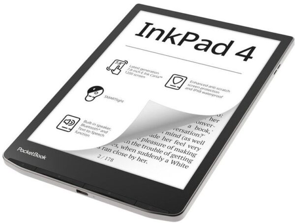 Електронен четец PocketBook InkPad 4, сребърен.