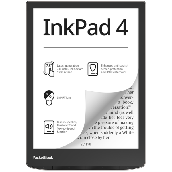 Електронен четец PocketBook InkPad 4, сребърен