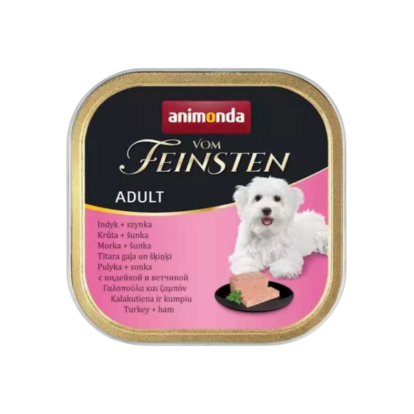 Мокра храна за кучета ANIMONDA Vom Feinsten Adult, Пуйка и шунка - 150гр.