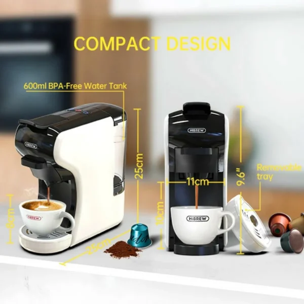 Мултифункционална кафемашина HiBREW H1A, бяла + кана за мляко - Image 6